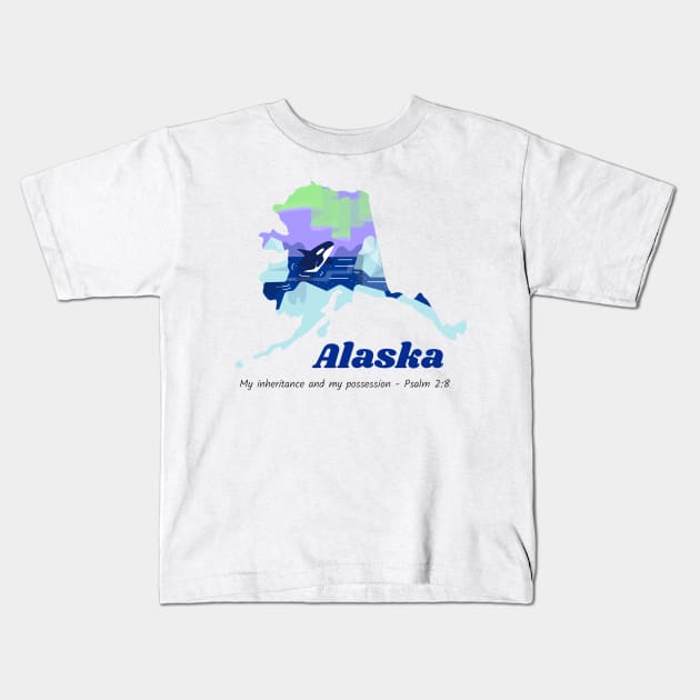 USA State of Alaska Psalm 2:8 - My Inheritance and possession Kids T-Shirt by WearTheWord